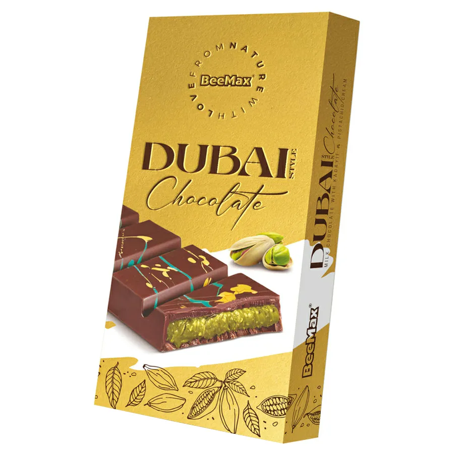 BeeMax Dubai Style Chocolate – Pistachio Cream Filled Bar 200g