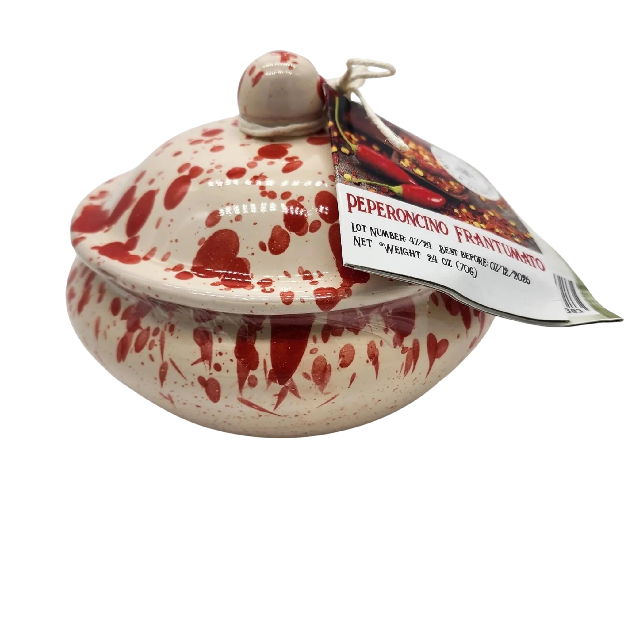 Casarecci di Calabria Calabrian Crushed Chili Pepper in a Hand Made Italian Majolica vase 2.1 oz