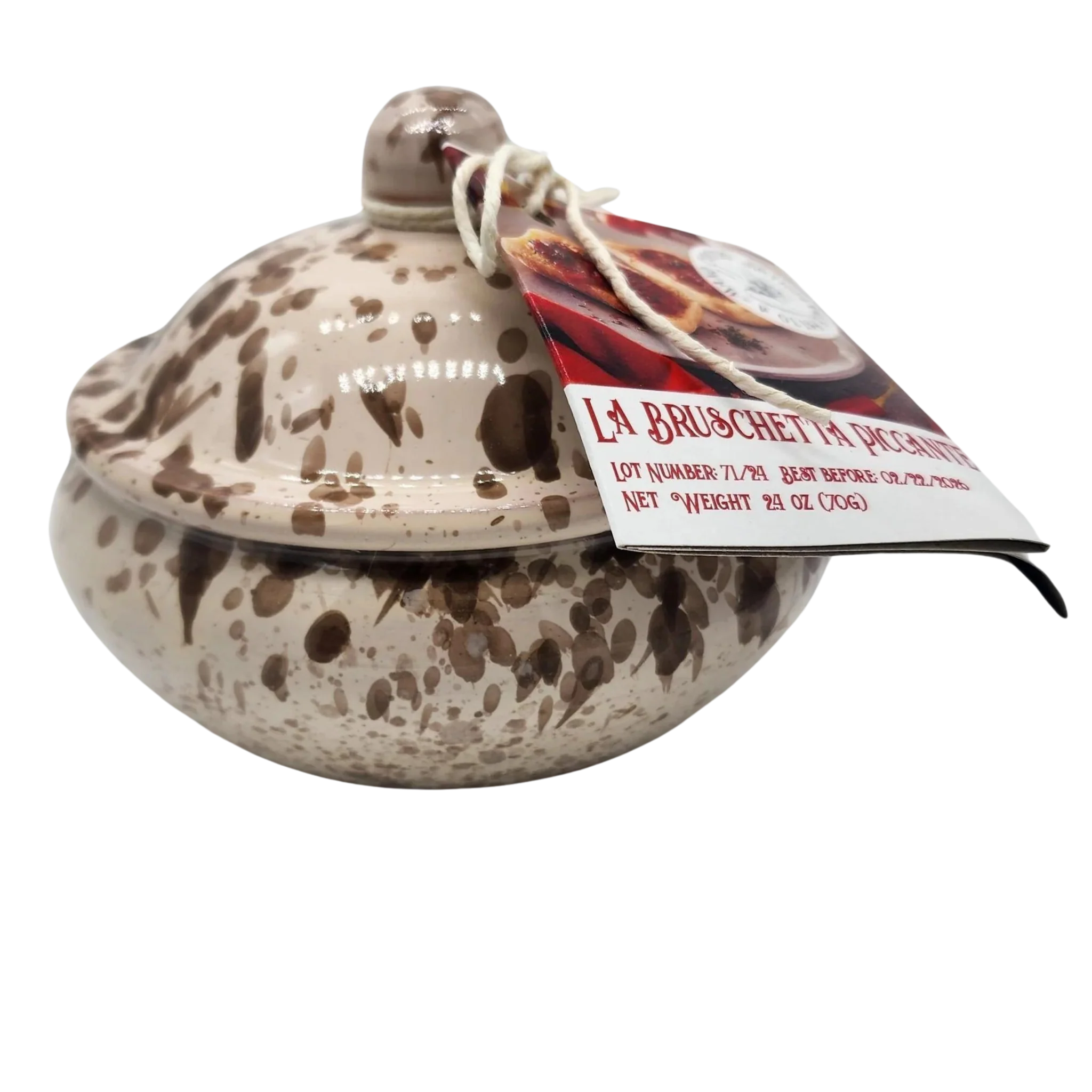 Casarecci di Calabria Calabrian Spicy Bruschetta in a Hand Made Italian Majolica vase 2.1 oz