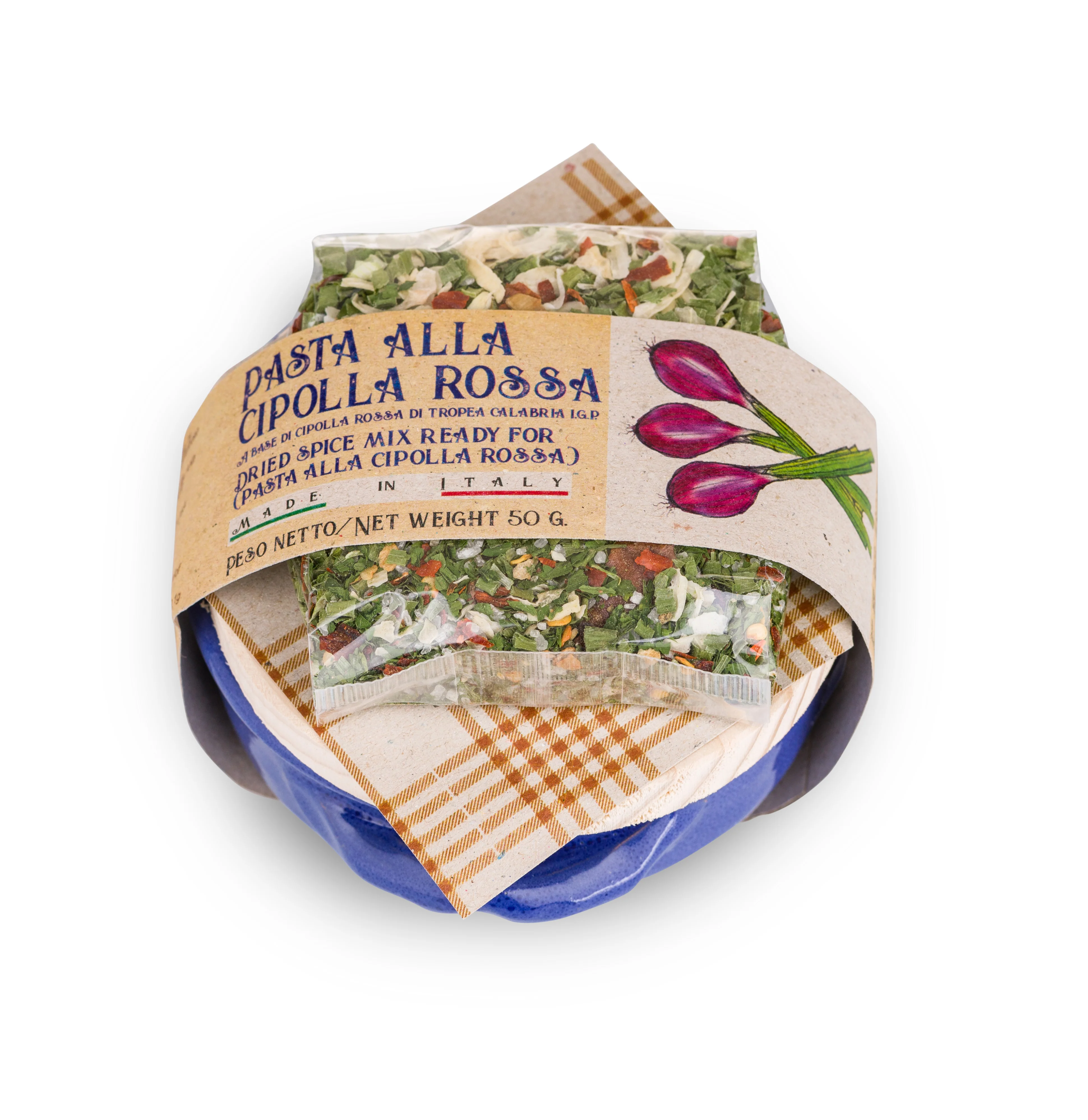 Casarecci di Calabria  Ricetta Pasta alla Cipolla Rossa with Terracotta Ceramic - 1.7 oz
