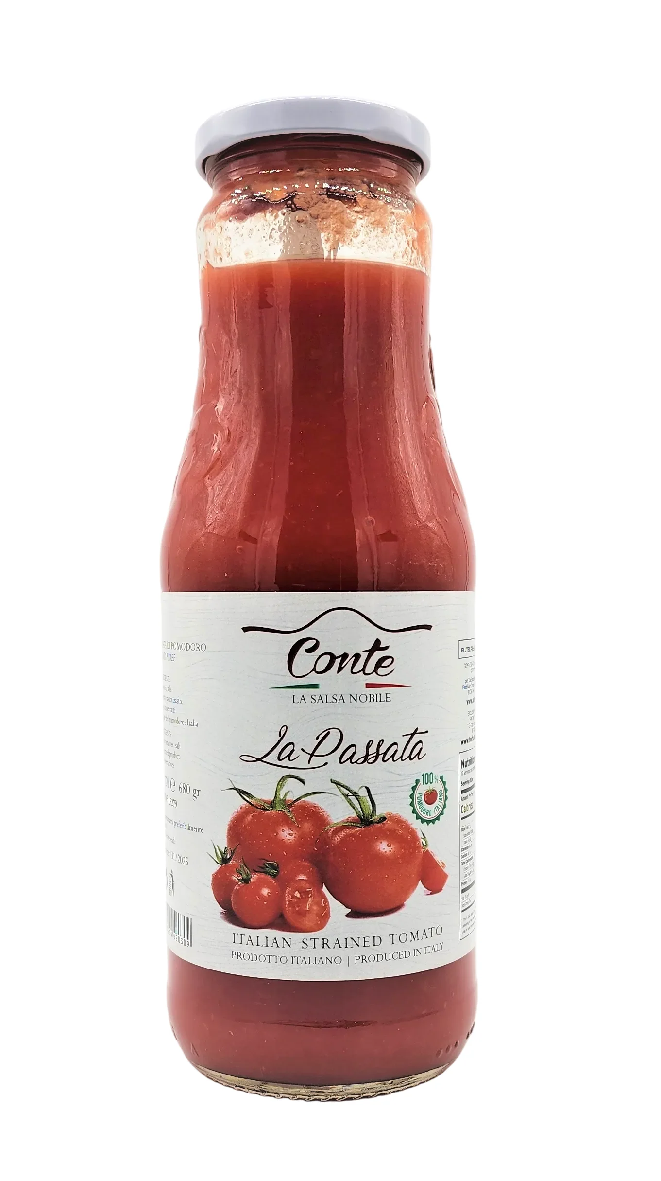 Conte Passata di Pomodoro Strained Fresh Tomatoes Puree Jar 100% from Calabria - 24.3 oz