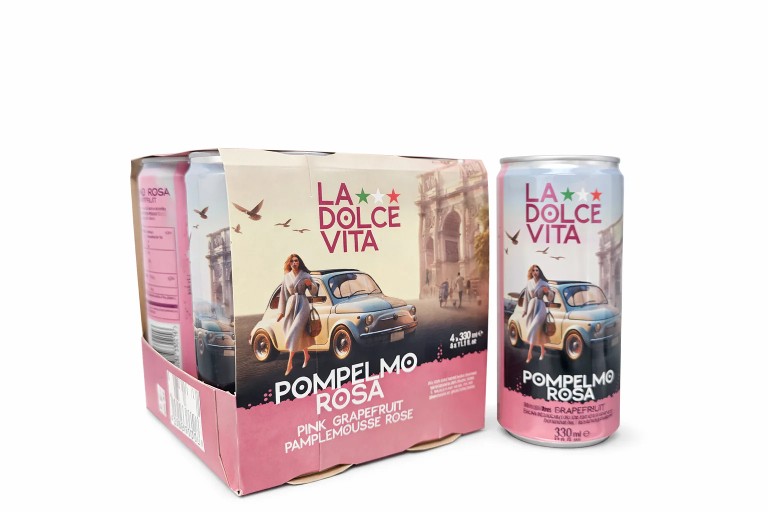 La Dolce Vita Pompelmo Rosa – Pink Grapefruit Soda (4 x 330ml)