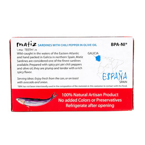 Matiz Gallego Wild Piri Piri Spicy Sardines in Olive Oil, 4.2 oz - Image 3