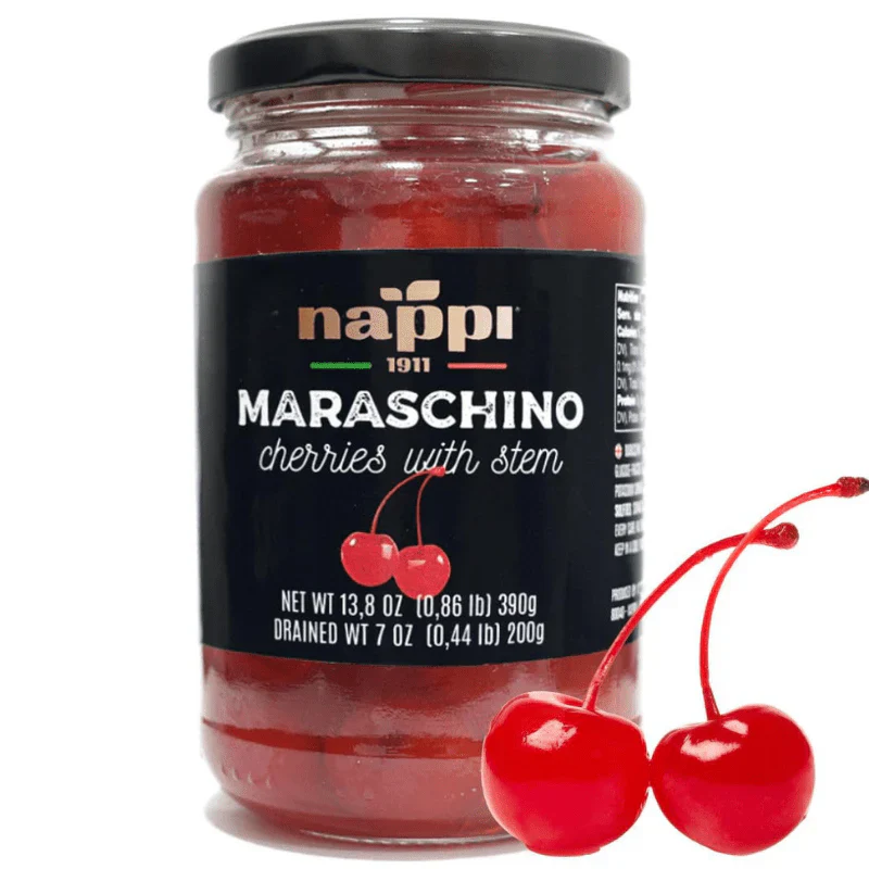 Nappi Maraschino Cherries with Stem, 13.8 oz