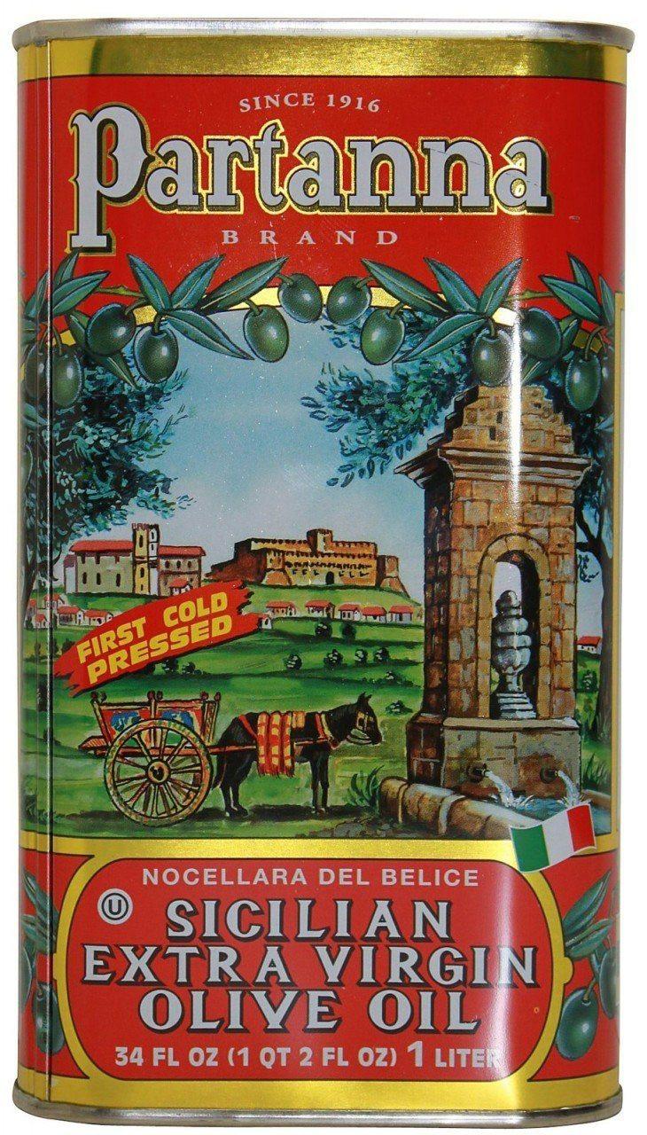 Partanna Extra Virgin Olive Oil Tin Can, 33.8oz (1 LT)