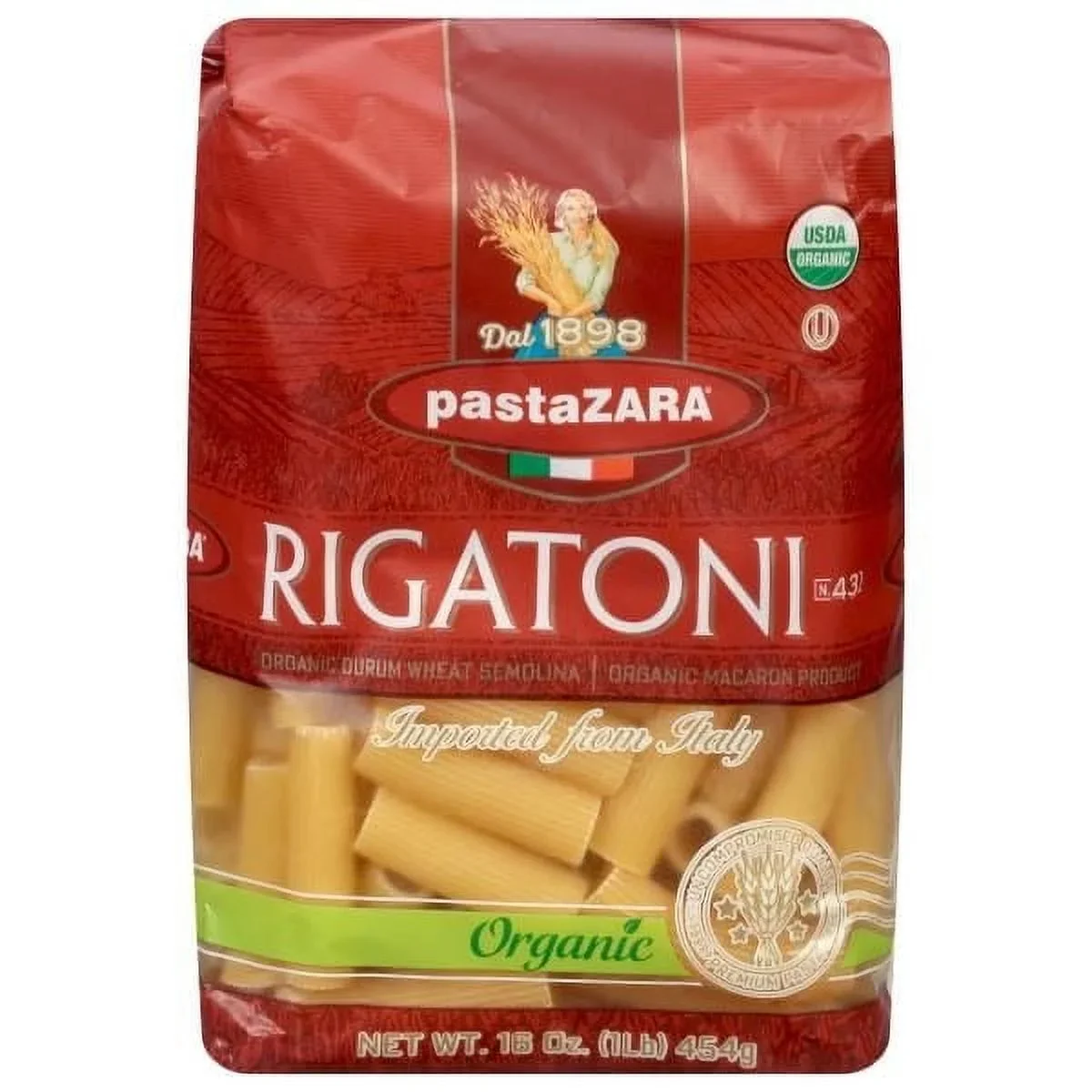 Pasta Zara Organic Rigatoni 454g