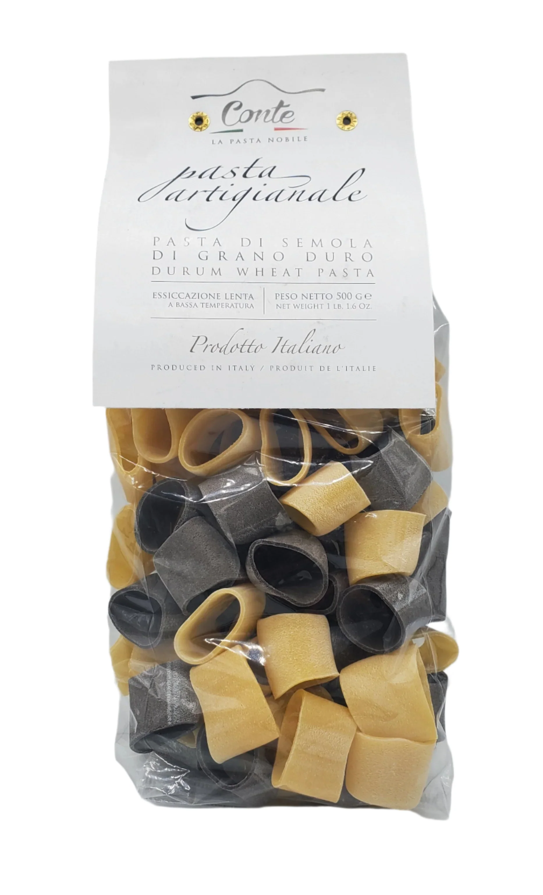 Pastificio Conte Artisanal Calamarata  Squid Ink & Lemon Pasta 100% Durum Wheat Pasta - 500gr