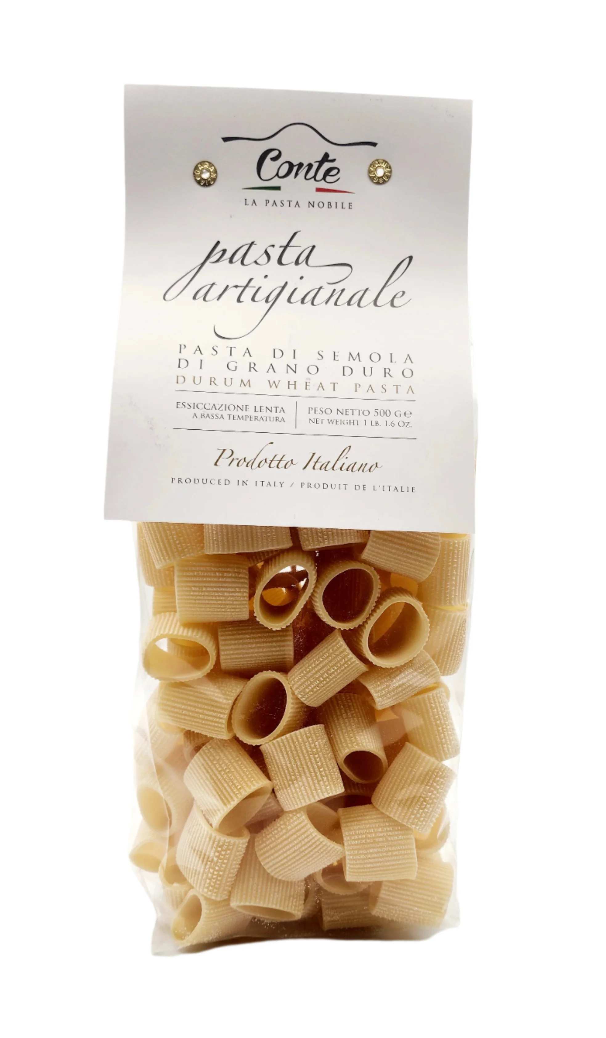 Pastificio Conte Artisanal Mezze Maniche Pasta 100% Durum Wheat - 500gr