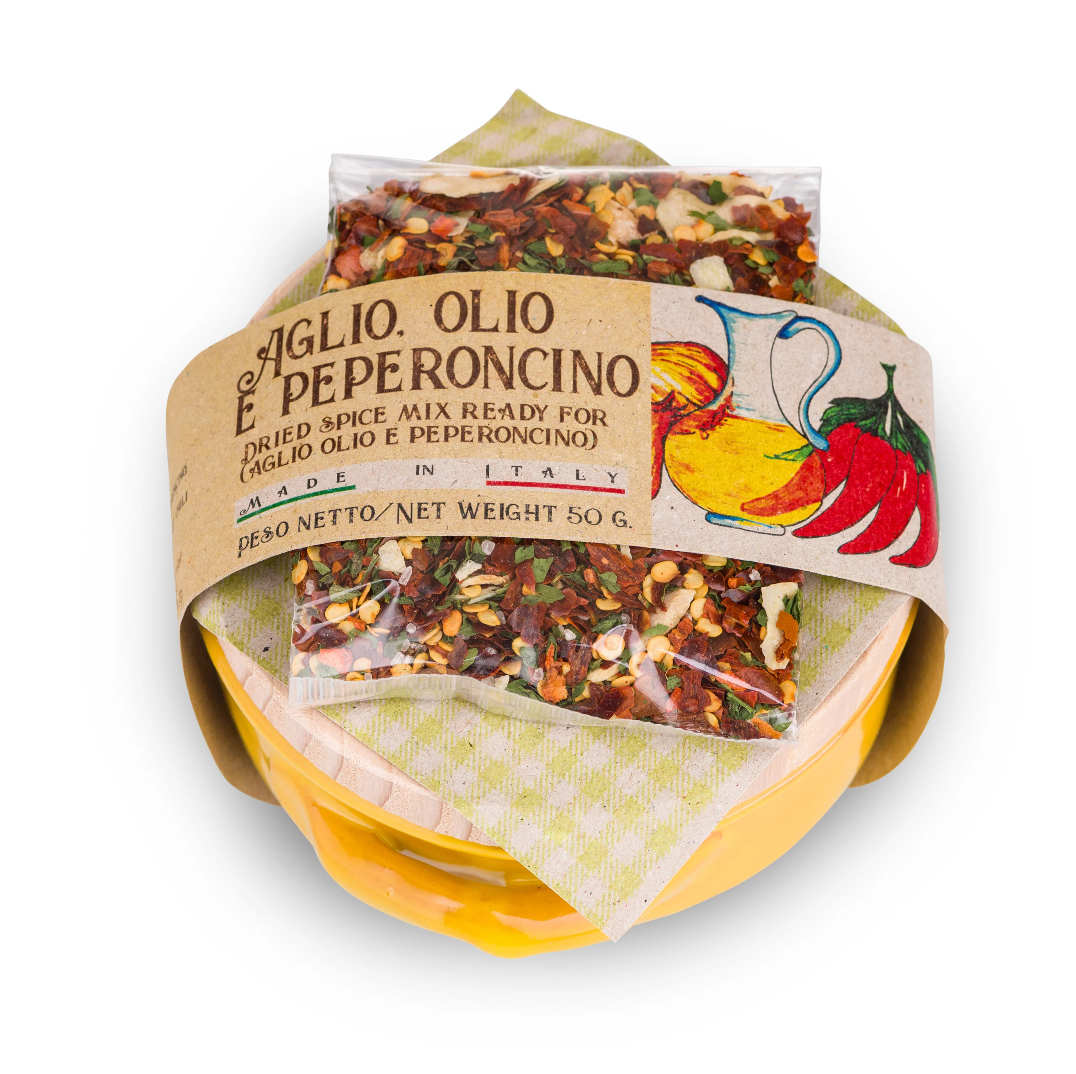Casarecci di Calabria  Ricetta Aglio Olio e Peperoncino with Terracotta Ceramic - 1.7 oz