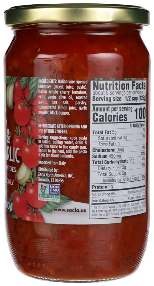 Sacla Whole Cherry Tomatoes And Roasted Garlic Pasta Sauce, 24 oz - Image 2