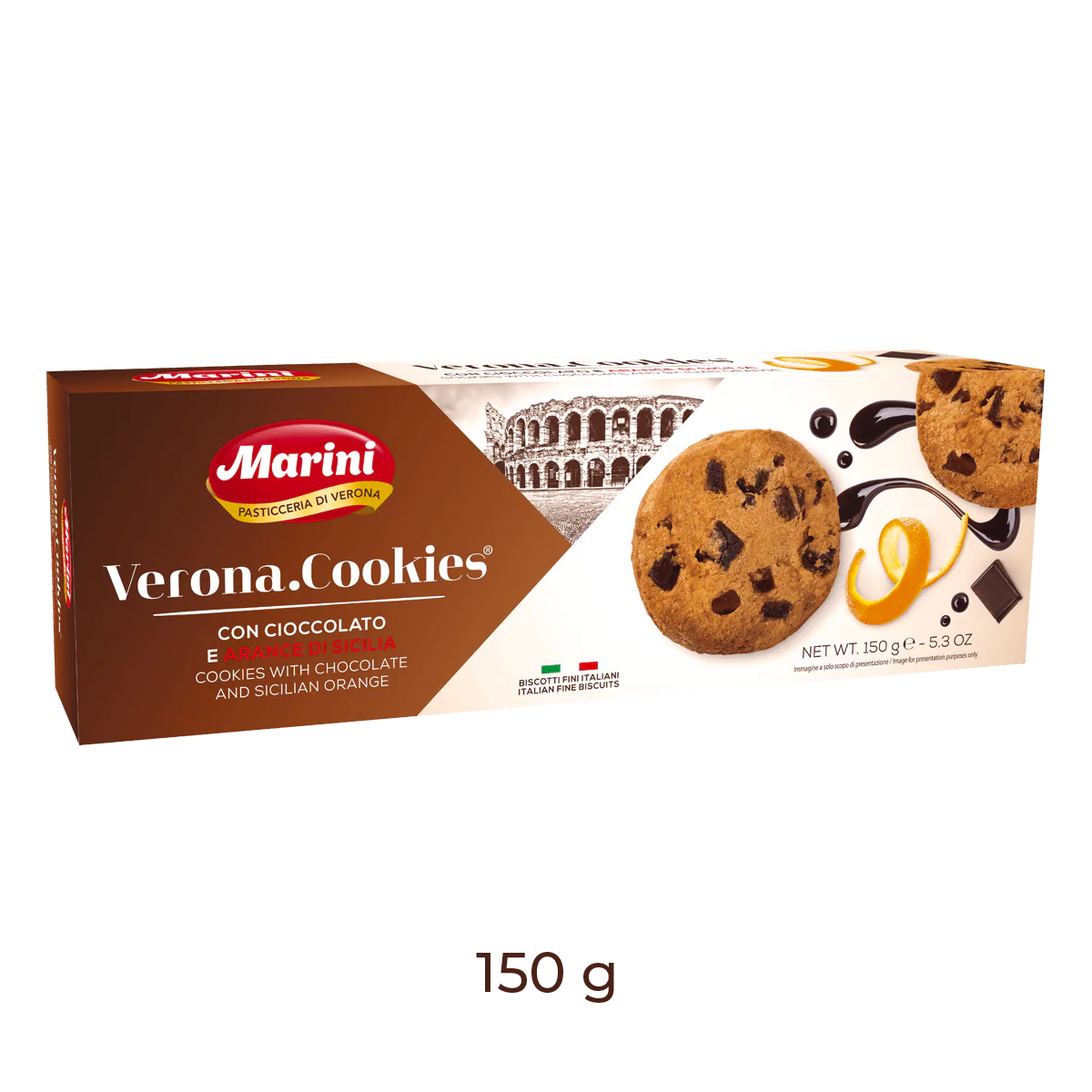VERONA COOKIES Chocolate and Sicilian Oranges 150g